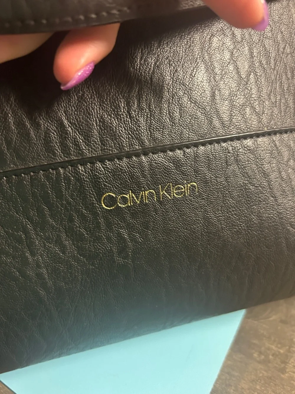 Calvin Klein Sonoma Reversible Tote Black / Brown‎ Leather w Long Strap